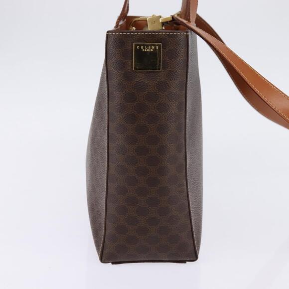 CELINE Macadam Canvas Hand Bag Pvc Leather Brown Gold - Picture 4 of 13